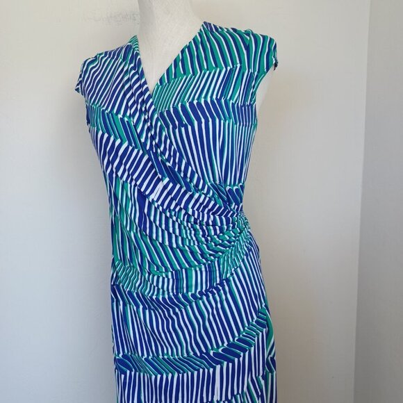 Tommy Bahama Wrap Dress Surplice Style Colorful Geometric Stripe Womens Small - Picture 4 of 12